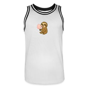Cute sloth with cotton candy - Men's Basketball Jersey - white/black - Front - AI Model Male 185 dark (185cm)