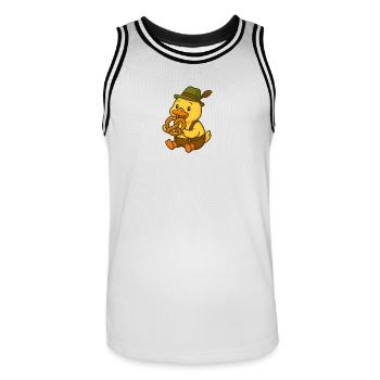Cute duck in traditional costume - Men's Basketball Jersey - white/black - Front - AI Model Male 185 dark (185cm)