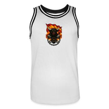 Bull Rider – Wild Biker Power - Men's Basketball Jersey - white/black - Front - AI Model Male 185 dark (185cm)