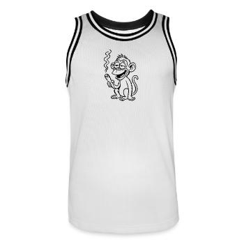 Der Affe peilt ein bisschen anders - Männer Basketball-Trikot - Weiß/Schwarz - Vorne - AI Model Male 185 dark (185cm)