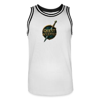 Quest_Accepted - Men's Basketball Jersey - white/black - Front - AI Model Male 185 dark (185cm)