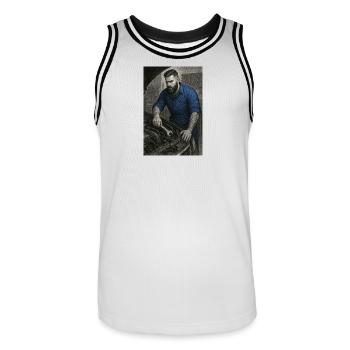 Artisan industriel avec clé - Maillot de basket Homme - blanc/noir - Devant - AI Model Male 185 dark (185cm)