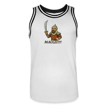 ⚔️ Arab Warrior with Beard – "Maulei!!" - Men's Basketball Jersey - white/black - Front - AI Model Male 185 dark (185cm)