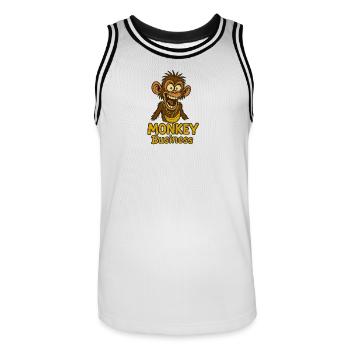 Funny Monkey with Necklace and Banana - Men's Basketball Jersey - white/black - Front - AI Model Male 185 dark (185cm)