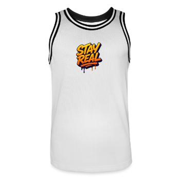 Stay Real Urban Graffiti Design - Maillot de basket Homme - blanc/noir - Devant - AI Model Male 185 dark (185cm)