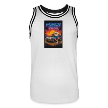 Pontoon - Men's Basketball Jersey - white/black - Front - AI Model Male 185 dark (185cm)
