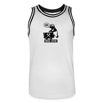 Mining Ruhr Area Thank you buddy 1850-2018 - Men's Basketball Jersey - white/black - Front - AI Model Male 185 dark (185cm)