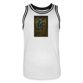 Alien on Zombie Unicorn - Men's Basketball Jersey - white/black - Front - AI Model Male 185 dark (185cm)