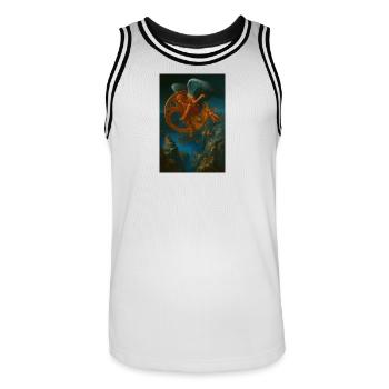 Fantasy Mechanical Flying Creature Design - Men's Basketball Jersey - white/black - Front - AI Model Male 185 dark (185cm)