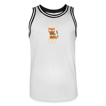 Vintage Cats Illustration with Retro Aesthetic - Men's Basketball Jersey - white/black - Front - AI Model Male 185 dark (185cm)