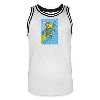kleiner Dino klettert - Männer Basketball-Trikot - Weiß/Schwarz - Vorne - AI Model Male 185 dark (185cm)