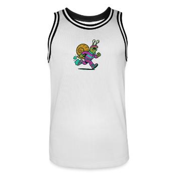 Rennschnecke - Männer Basketball-Trikot - Weiß/Schwarz - Vorne - AI Model Male 185 dark (185cm)
