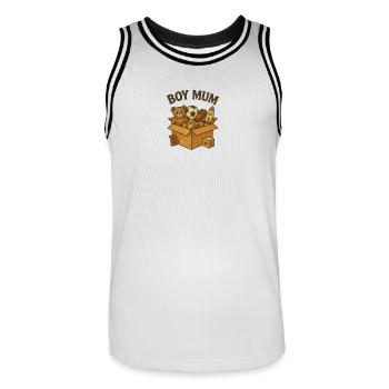 Spielzeugkiste Junge Mama Design - Männer Basketball-Trikot - Weiß/Schwarz - Vorne - AI Model Male 185 dark (185cm)