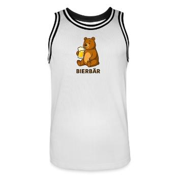 Bär mit Bierglas humorvoller Druck - Männer Basketball-Trikot - Weiß/Schwarz - Vorne - AI Model Male 185 dark (185cm)