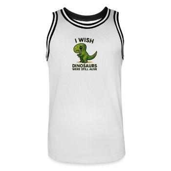 Ich wünschte, die Dinosaurier wären noch am Leben - Männer Basketball-Trikot - Weiß/Schwarz - Vorne - AI Model Male 185 dark (185cm)