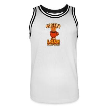 Coffee is my love  language - Männer Basketball-Trikot - Weiß/Schwarz - Vorne - AI Model Male 185 dark (185cm)