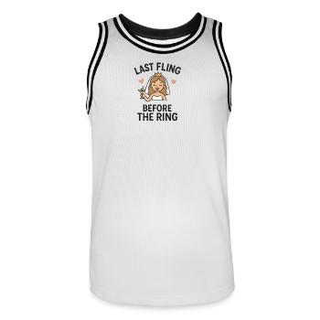 Last Fling before the Ring – Lustiges JGA Braut T- - Men's Basketball Jersey - white/black - Front - AI Model Male 185 dark (185cm)