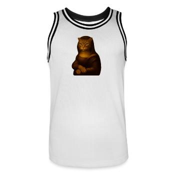 L’art félin moderne dans un style vintage - Maillot de basket Homme - blanc/noir - Devant - AI Model Male 185 dark (185cm)