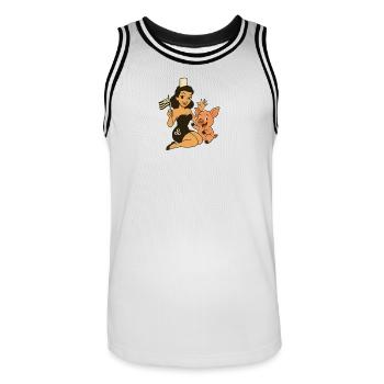 Breton Vintage style - Men's Basketball Jersey - white/black - Front - AI Model Male 185 dark (185cm)