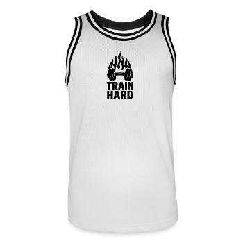 Une motivation d’entraînement ardente - Maillot de basket Homme - blanc/noir - Devant - AI Model Male 185 dark (185cm)