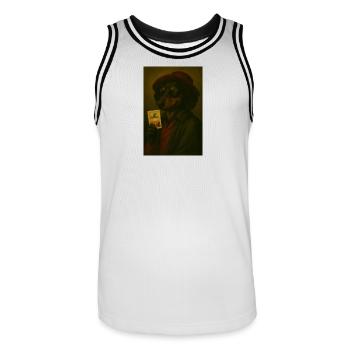 Chien avec carte joker - Maillot de basket Homme - blanc/noir - Devant - AI Model Male 185 dark (185cm)