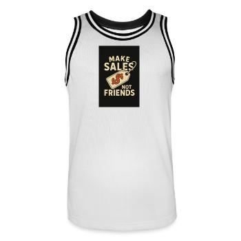 Make Sales Not Friends T-Shirt-Design - Männer Basketball-Trikot - Weiß/Schwarz - Vorne - AI Model Male 185 dark (185cm)