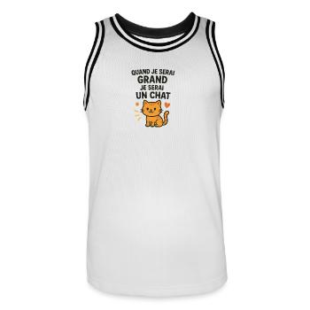 Chat mignon quand je serai grand - Maillot de basket Homme - blanc/noir - Devant - AI Model Male 185 dark (185cm)