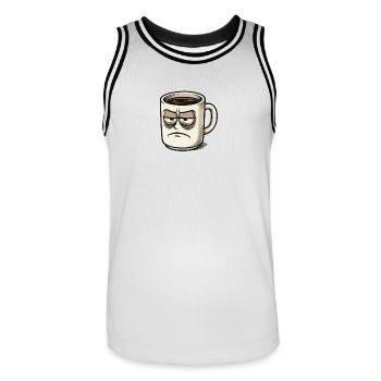 Kaffeetasse mit mürrischem Gesicht - Maillot de basket Homme - blanc/noir - Devant - AI Model Male 185 dark (185cm)