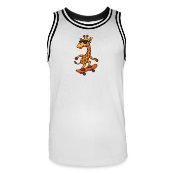 Girafe de skateboard élégante avec des lunettes de soleil - Maillot de basket Homme - blanc/noir - Devant - AI Model Male 185 dark (185cm)