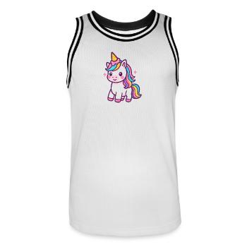 Licorne colorée avec crinière arc-en-ciel - Maillot de basket Homme - blanc/noir - Devant - AI Model Male 185 dark (185cm)