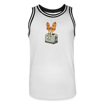 Des fusées spatiales dans le grille-pain - Maillot de basket Homme - blanc/noir - Devant - AI Model Male 185 dark (185cm)