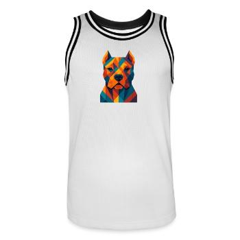 Dog | Dog Head Print / Print / Design - Men's Basketball Jersey - white/black - Front - AI Model Male 185 dark (185cm)