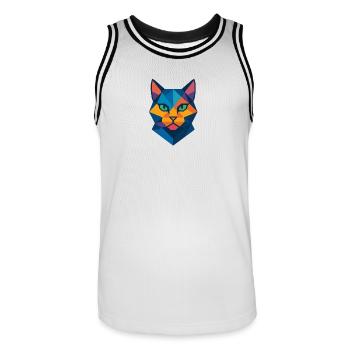 Cat | Cat Head Print / Print / Design - Men's Basketball Jersey - white/black - Front - AI Model Male 185 dark (185cm)