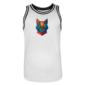 Cat | Cat Head Print / Print / Design - Men's Basketball Jersey - white/black - Front - AI Model Male 185 dark (185cm)