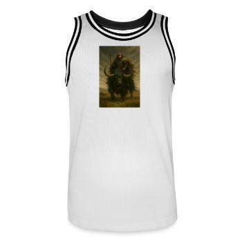 Guerrier ancien sur un yak noir puissant - Maillot de basket Homme - blanc/noir - Devant - AI Model Male 185 dark (185cm)