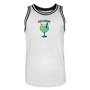 GinInfluencer Cocktail Illustration Gin - Men's Basketball Jersey - white/black - Front - AI Model Male 185 dark (185cm)