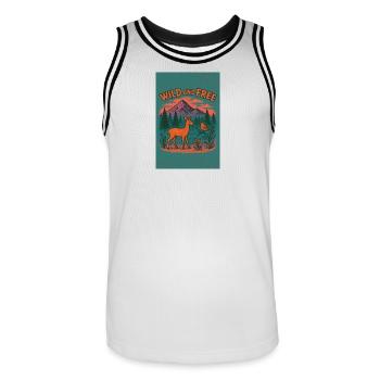 Wild und Frei Naturlandschaft - Männer Basketball-Trikot - Weiß/Schwarz - Vorne - AI Model Male 185 dark (185cm)