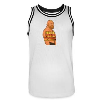 Hier, um die Geschichte zu zerstören - Männer Basketball-Trikot - Weiß/Schwarz - Vorne - AI Model Male 185 dark (185cm)