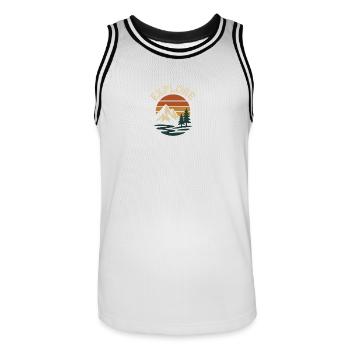 Explore Sonnenuntergang - Männer Basketball-Trikot - Weiß/Schwarz - Vorne - AI Model Male 185 dark (185cm)