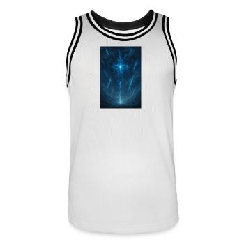 Lightning cross in the storm - Men's Basketball Jersey - white/black - Front - AI Model Male 185 dark (185cm)