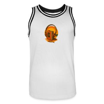 Sunset Cassette Headphones - Men's Basketball Jersey - white/black - Front - AI Model Male 185 dark (185cm)