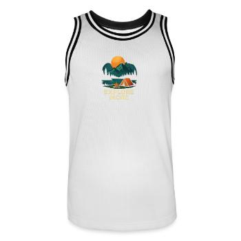 Explore More Outdoors - Men's Basketball Jersey - white/black - Front - AI Model Male 185 dark (185cm)