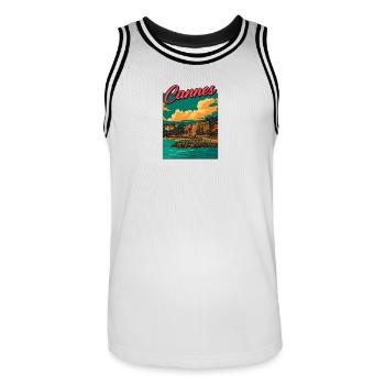 Cannes - Männer Basketball-Trikot - Weiß/Schwarz - Vorne - AI Model Male 185 dark (185cm)
