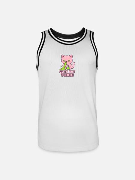 Toxic Kawaii Cat - Men's Basketball Jersey - white/black