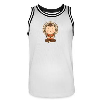 Meditation in front of Flower of Life - Men's Basketball Jersey - white/black - Front - AI Model Male 185 dark (185cm)