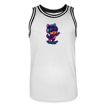 Yorkshire Terrier Dog - Men's Basketball Jersey - white/black - Front - AI Model Male 185 dark (185cm)