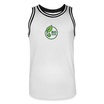 Chemise à logo organique à l’intérieur des feuilles - Maillot de basket Homme - blanc/noir - Devant - AI Model Male 185 dark (185cm)
