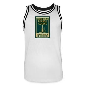 Kourou Space Center, Französisch-Guayana - Männer Basketball-Trikot - Weiß/Schwarz - Vorne - AI Model Male 185 dark (185cm)