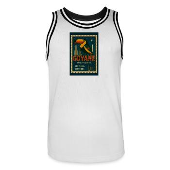 Tukane und Raketen in Französisch-Guayana - Männer Basketball-Trikot - Weiß/Schwarz - Vorne - AI Model Male 185 dark (185cm)