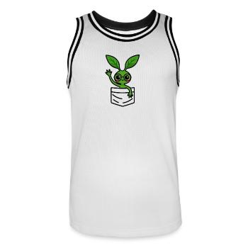 Green Bowtruckle with glasses – friendly - Men's Basketball Jersey - white/black - Front - AI Model Male 185 dark (185cm)